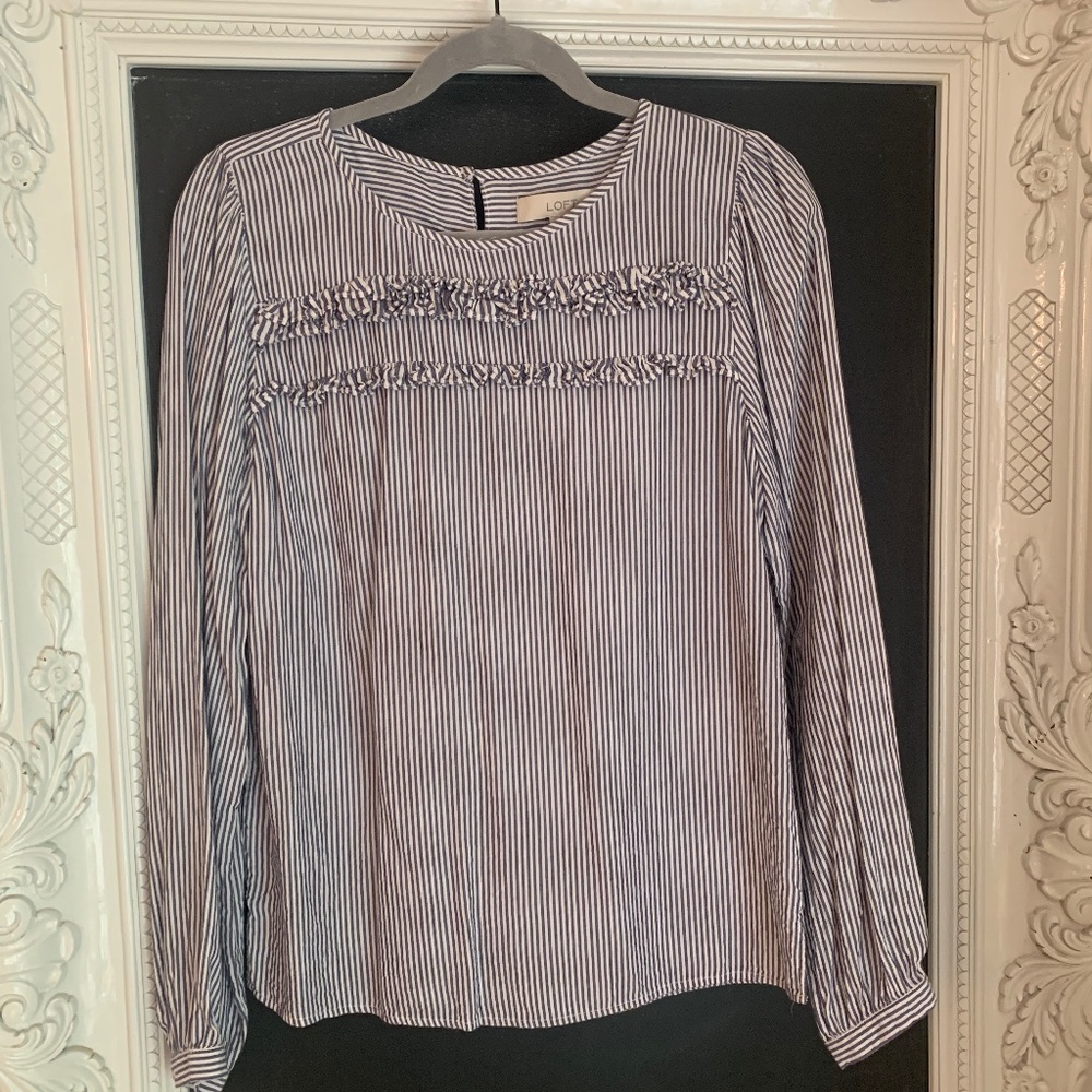 LOFT Long Sleeve Blouse with Ruffle Detail Size S
